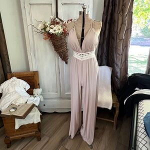 Windsor backless natural jumpsuit, size small